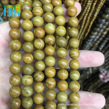 Cheap Wholesale Gemstone Natural Wooden Line Jasper Natural Stones Jewelry Men's Bead Bracelet